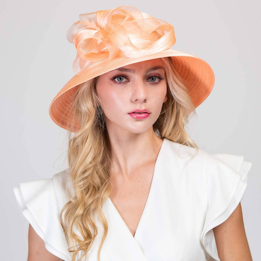 Sophia Collection Down Brim Floral Dressy Braid Hat
