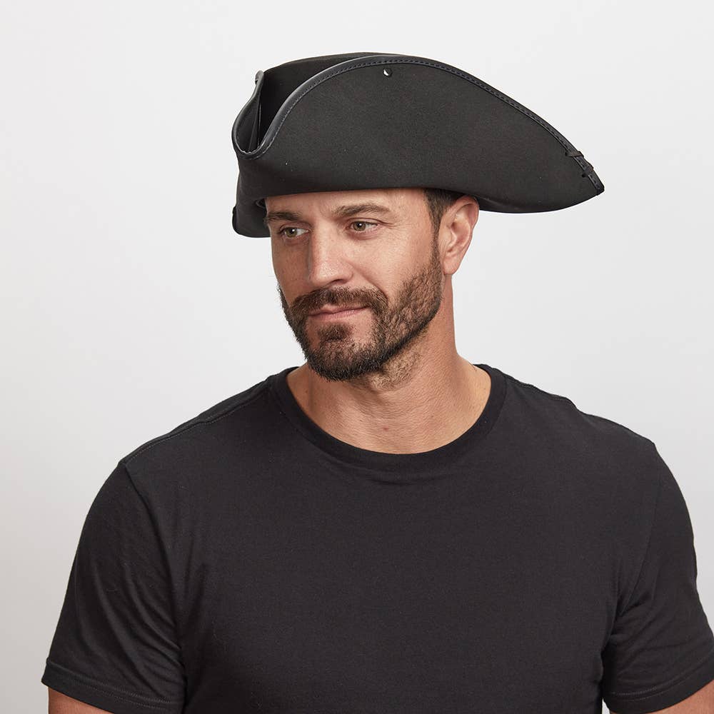 Genuine Leather Tricorn Pirate Hat - Style Blackbeard