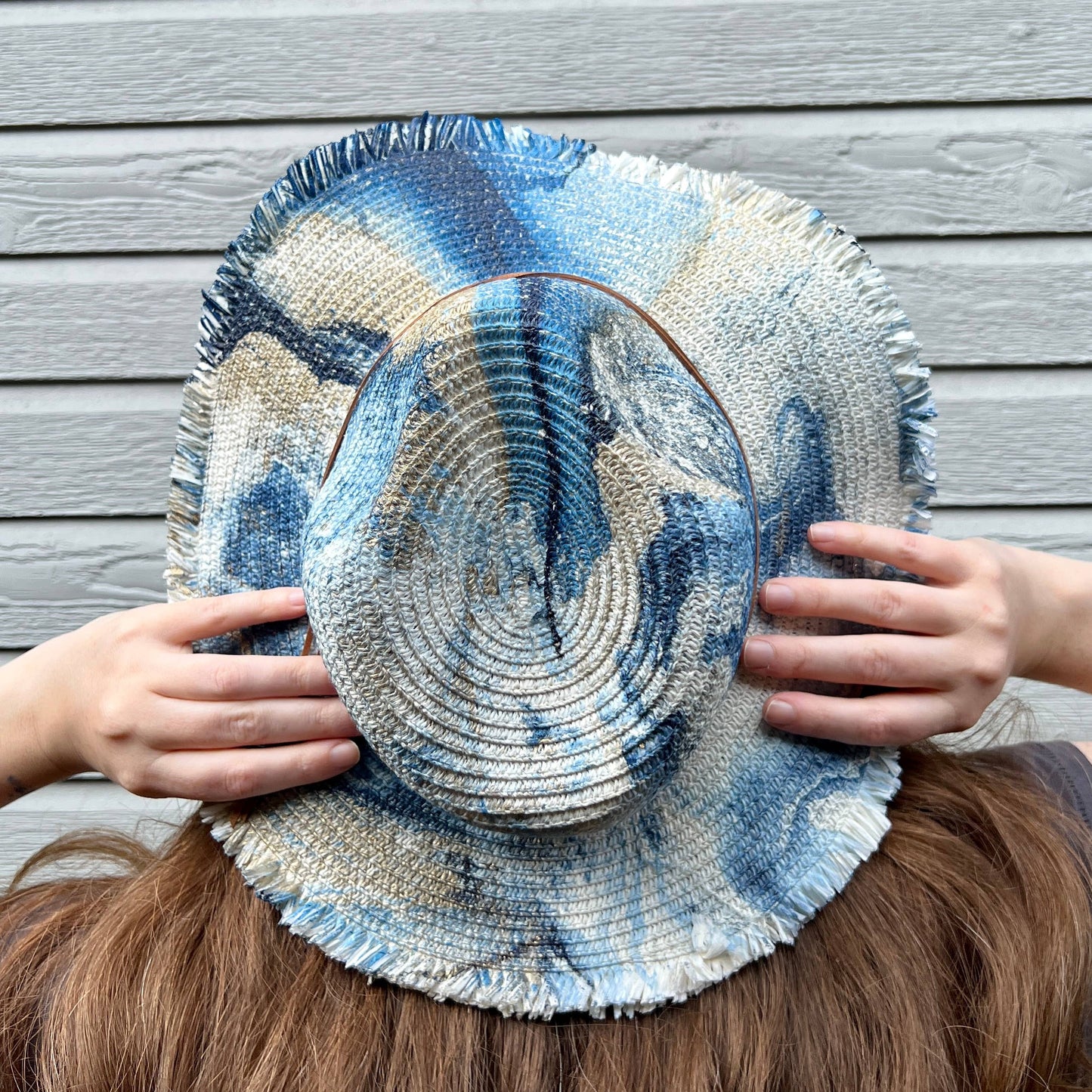 N.Y.M.F. by Co Marbled Straw Fringe Rancher Hat