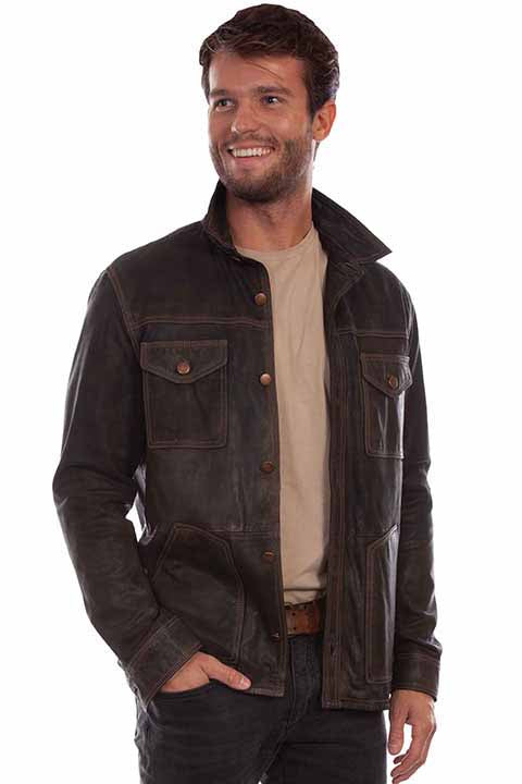 Scully Button Down Leather Jacket 2025