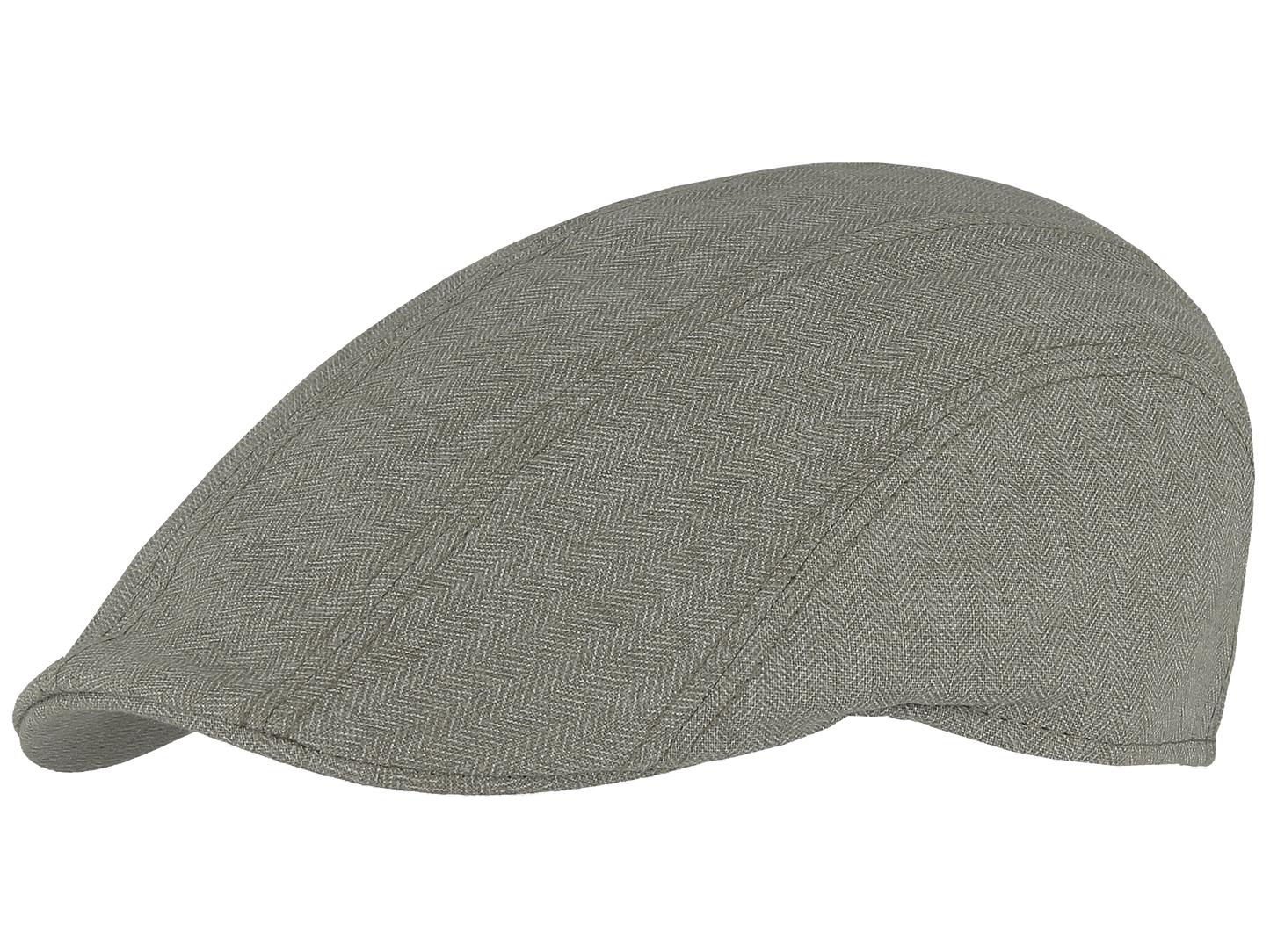 Flat Linen Flat Cap with Chevron Motifs - 1ES220: Khaki / 57
