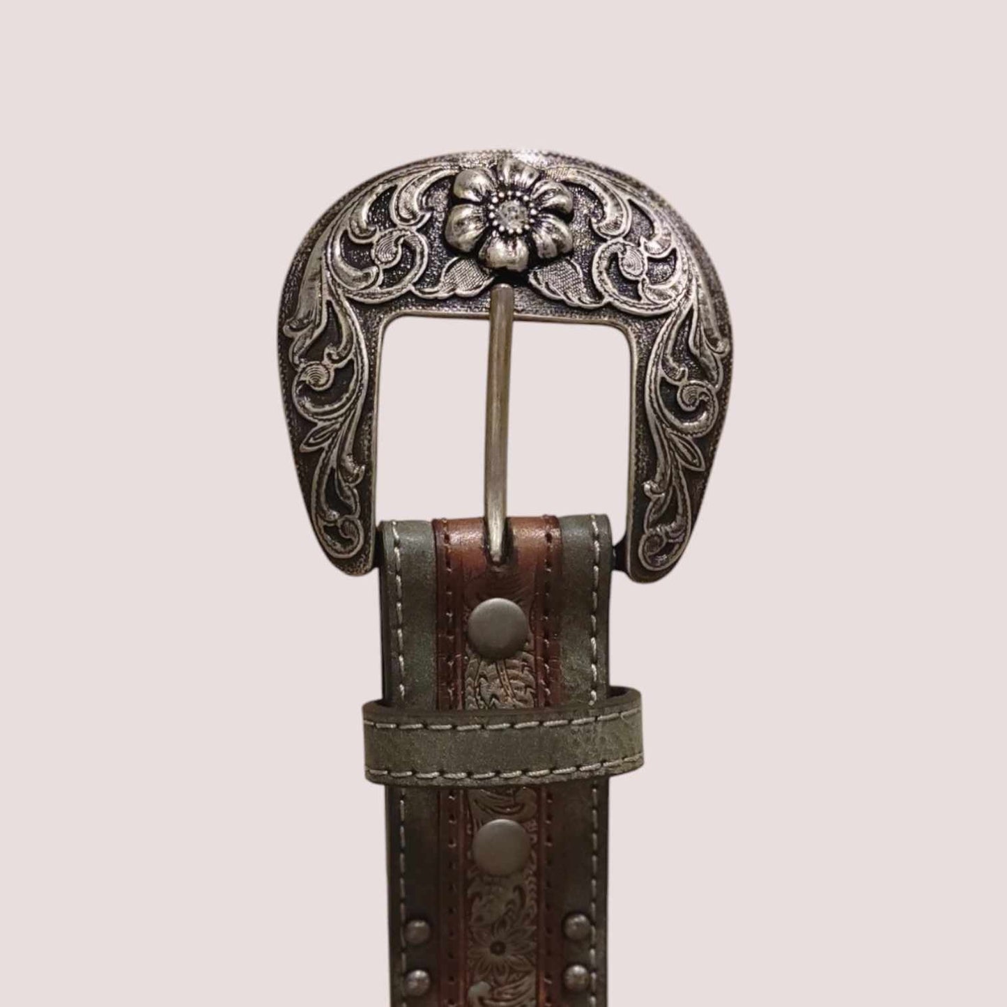 Nocona Ladies 1 1/2" Studded Embossed Overlay Belt