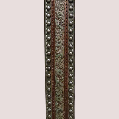 Nocona Ladies 1 1/2" Studded Embossed Overlay Belt