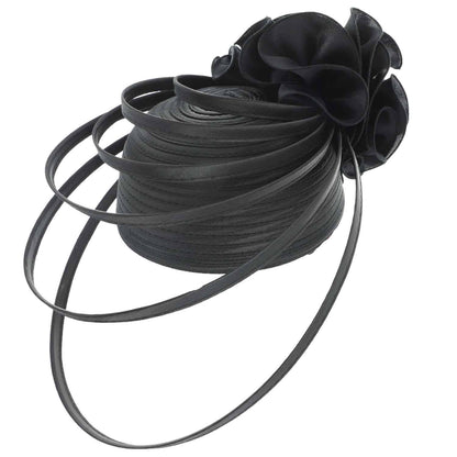 Ribbon Flower Pillbox Braid Hat w/ Floating Ribbon Loops