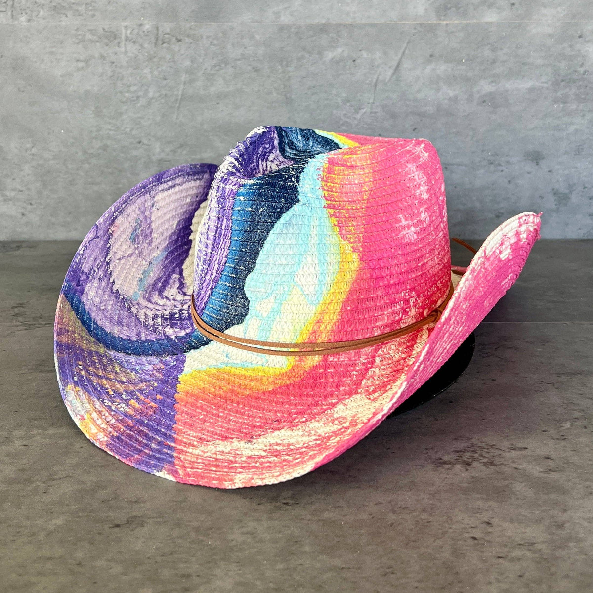 Multicolor Rainbow Straw Hat NWOT Hand-painted Rainbow Straw Hat With Hearts - Etsy main image 4