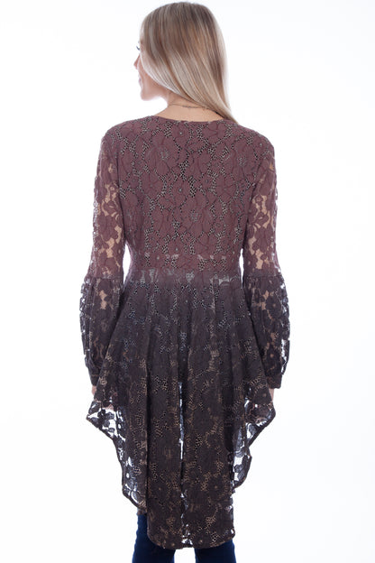Scully Hi/Lo Surplice Top w/Balloon Sleeves