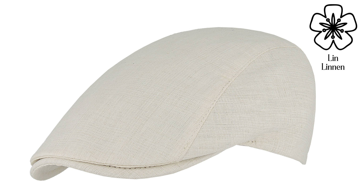 Linen Flat Cap - 1ES221: Kaki / 60