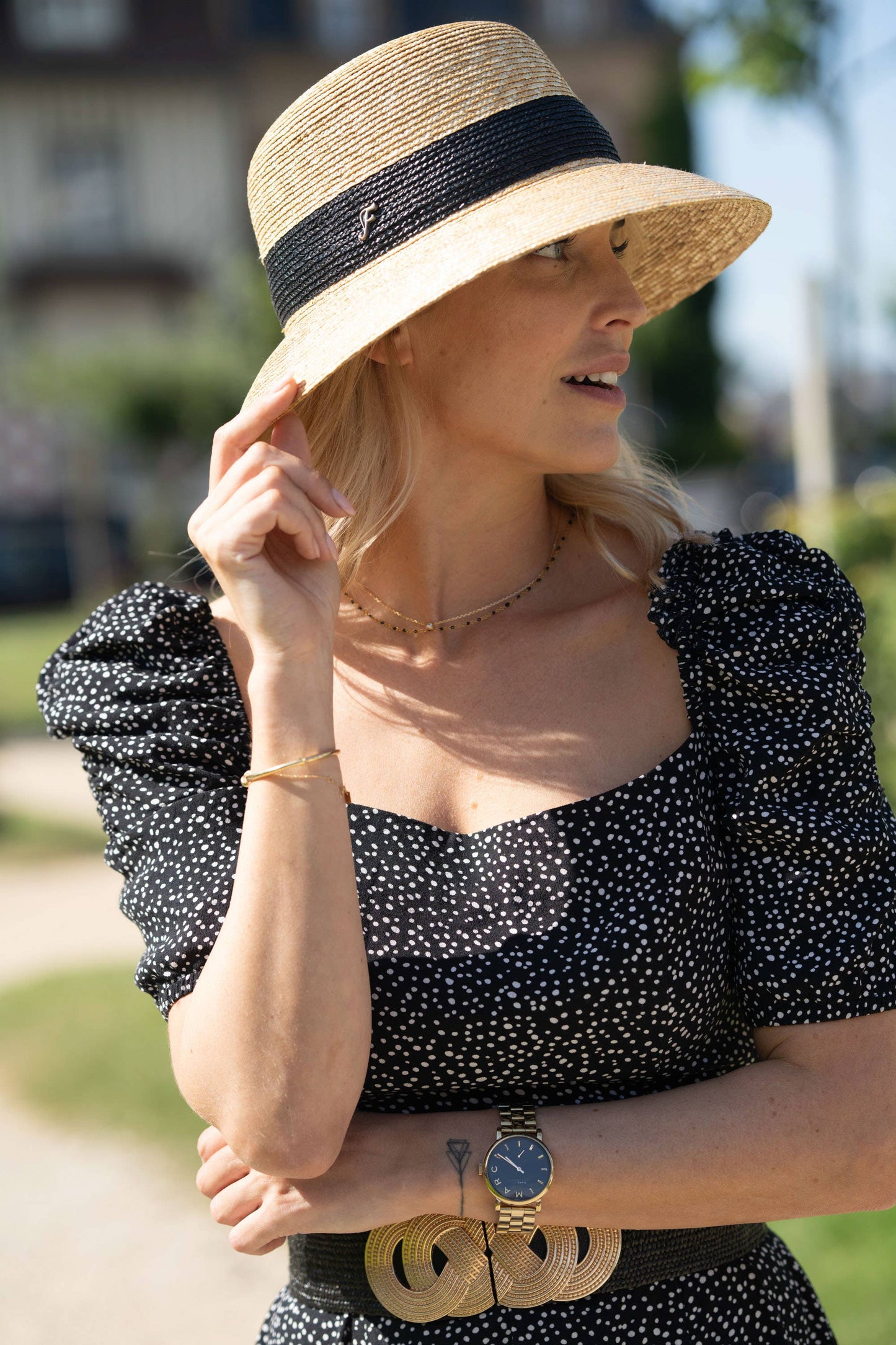 Flechet Stitched Straw Hat SPF 50 - FLFE91