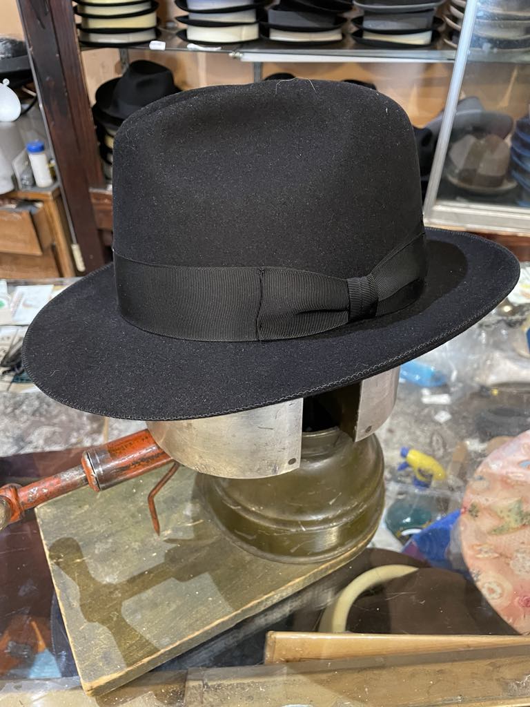 Stefeno 100% wool black fedora hat size XL sale